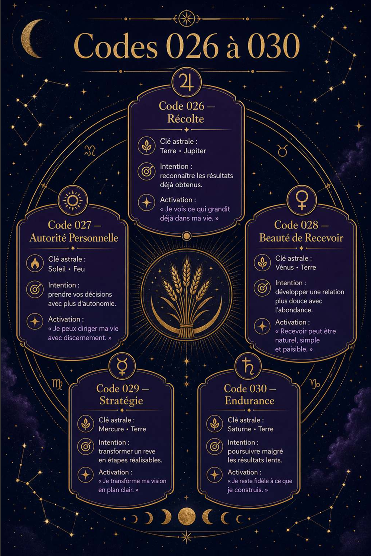 Exemples des Codes Astraux 026 à 030